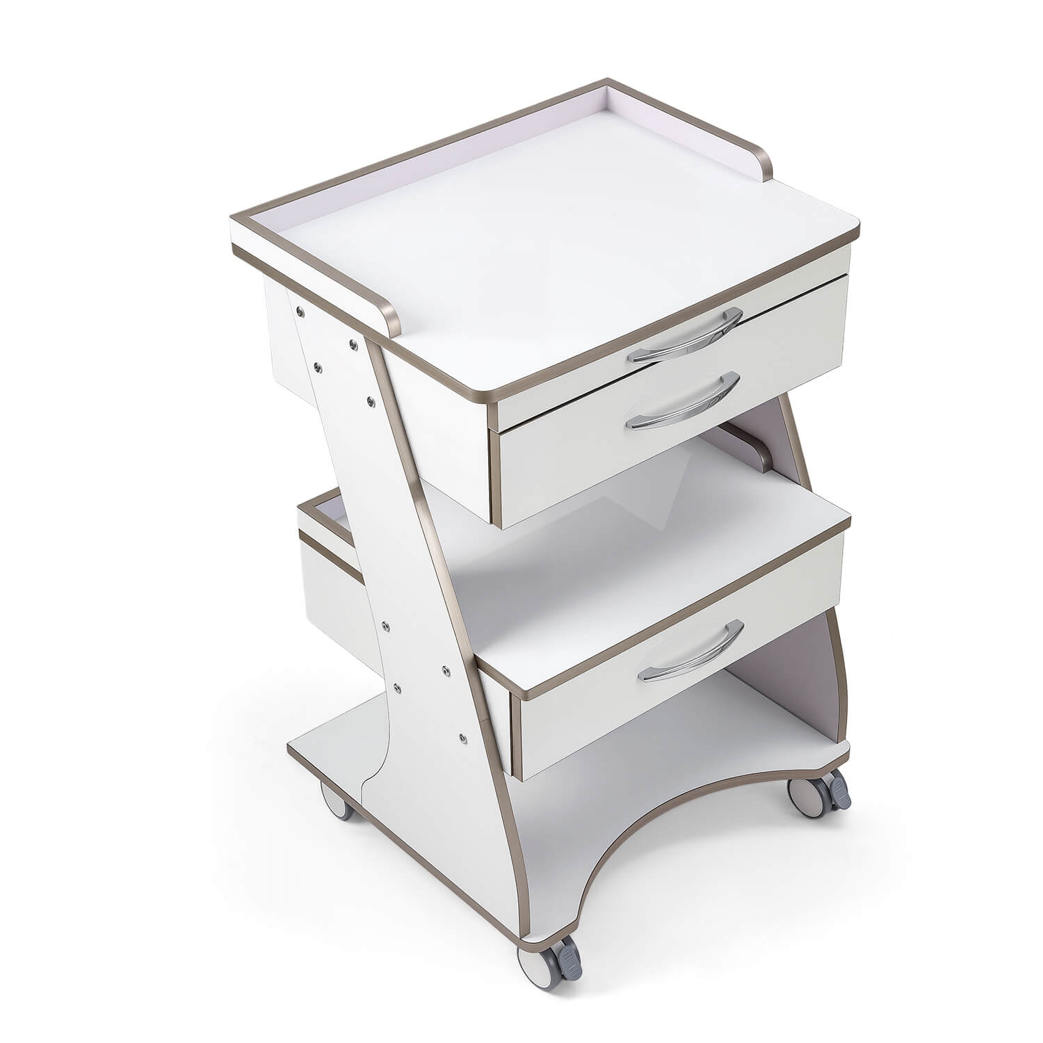 Dental Medical Mobile Cart Rolling Trolley Built-in Socket Double-Drawer Three-Tier Cart - azdentall.com
