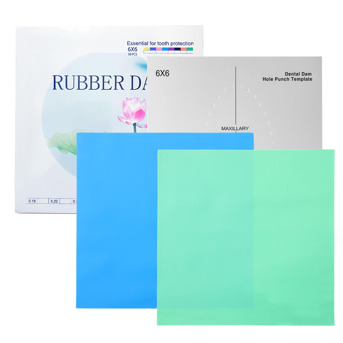 Dental Rubber Dams Natural Latex 6"x6" 36pcs/Box - azdentall.com