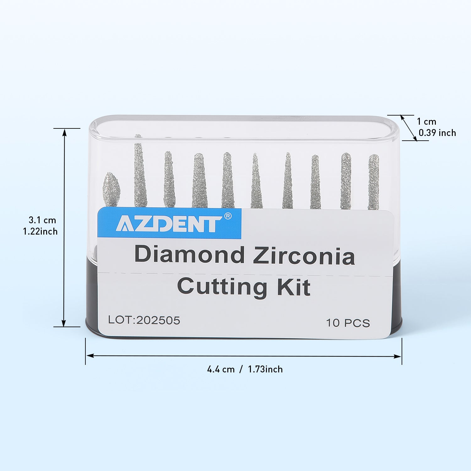 AZDENT Dental Diamond Zirconia Cutting Bur Kit FG 1.6mm 10pcs/Box - azdentall.com
