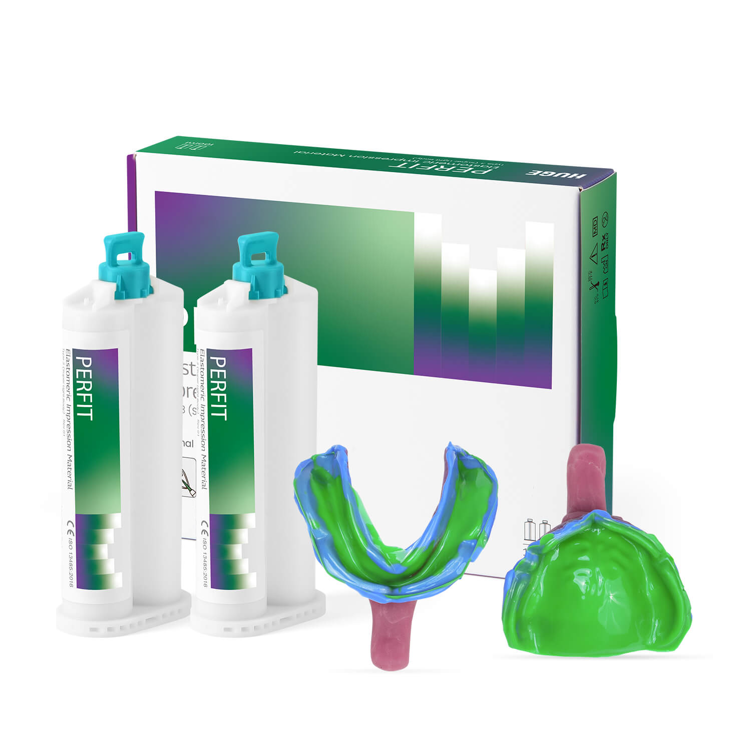 Dental Elastomeric Impression Material Type 3 Super Light Body Normal Set Cartridge 50ml*2 Dark Green - azdentall.com