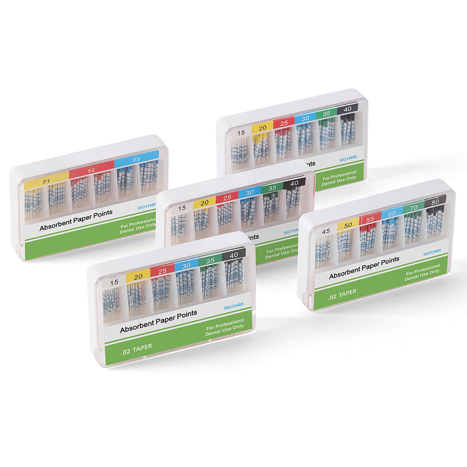 Absorbent Paper Points with Scale 15-40# Taper Size 0.06 Color Coded 100pcs/Box - azdentall.com