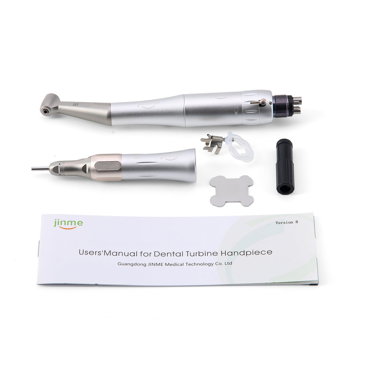 Jinme M1-L Low Speed Handpiece Kit 1:1 External Water Spray 4 Hole Contra Angle Straight Handpiece & Air Motor - azdentall.com