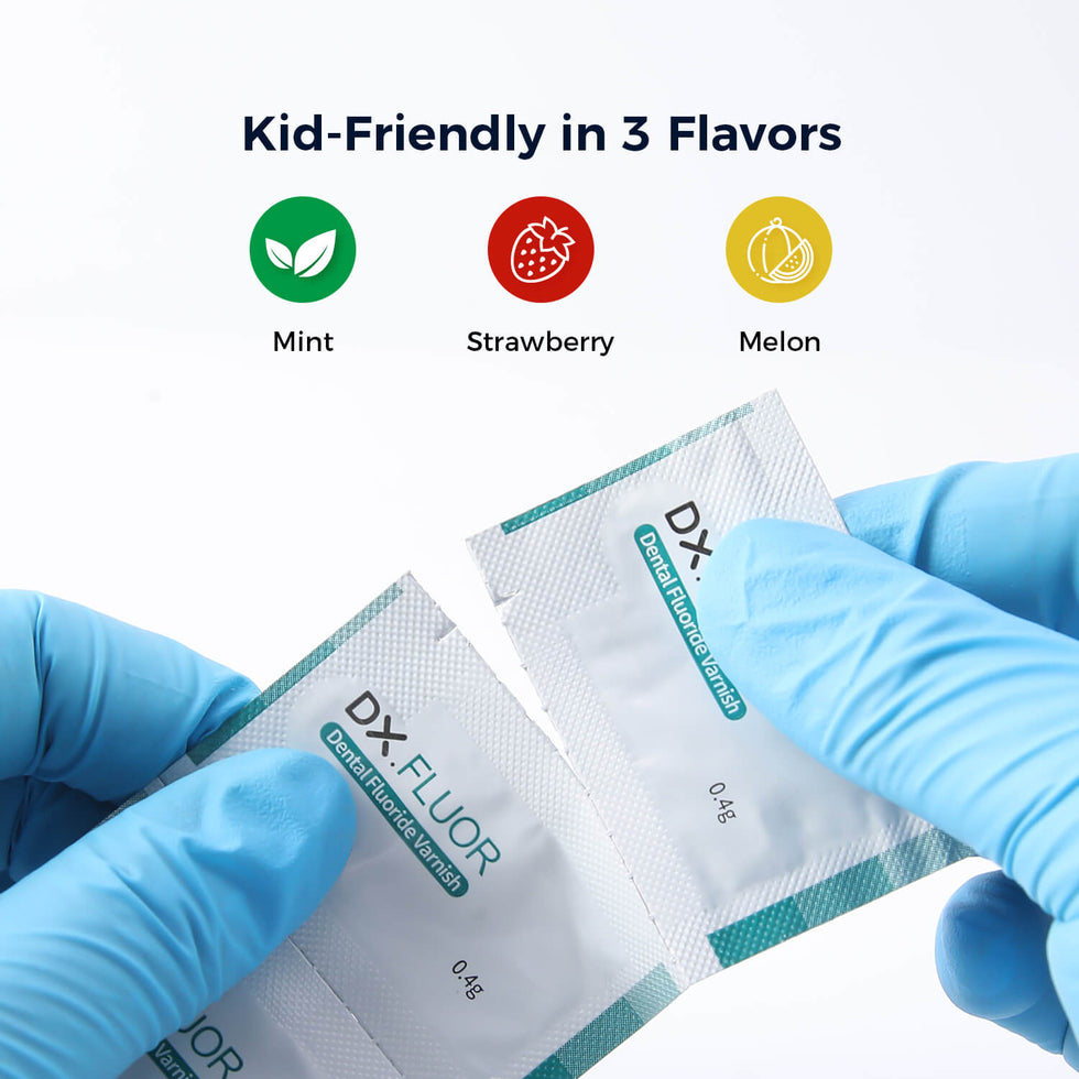 Dental Fluoride Varnish 5% Sodium (0.4g x 50) Mint Strawberry Melon Fl ...