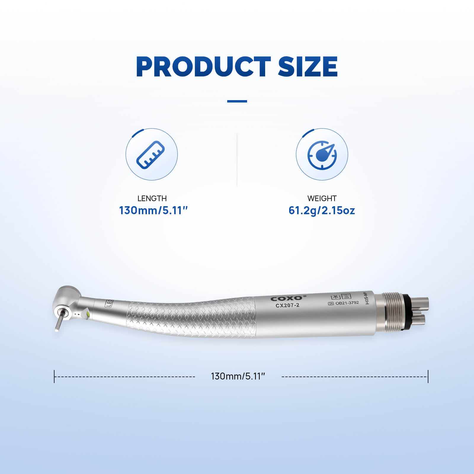 COXO LED High-speed Air Turbine Handpiece with Generator Mini Head 4 Holes Coupler CX207-2 #H05-MP4 - azdentall.com
