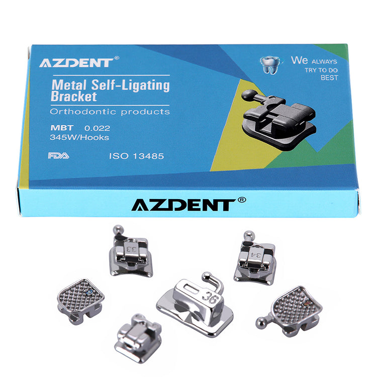 AZDENT Dental Q-type Self-Ligating Brackets MBT .022 Hooks On 345 With