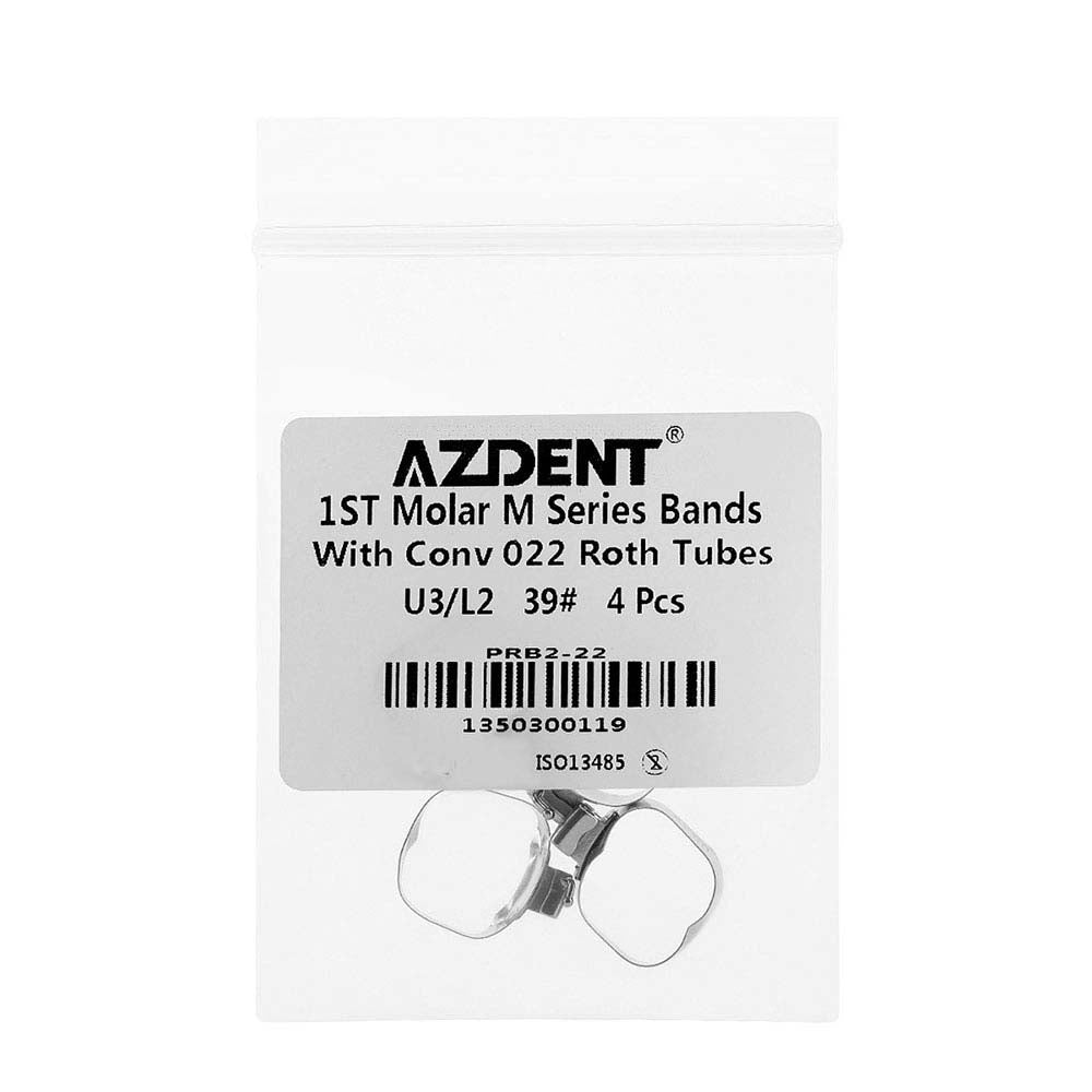AZDENT Dental Orthodontic Buccal Tube Band 1st 39# Roth .022 U3/L2 4pcs/Kit