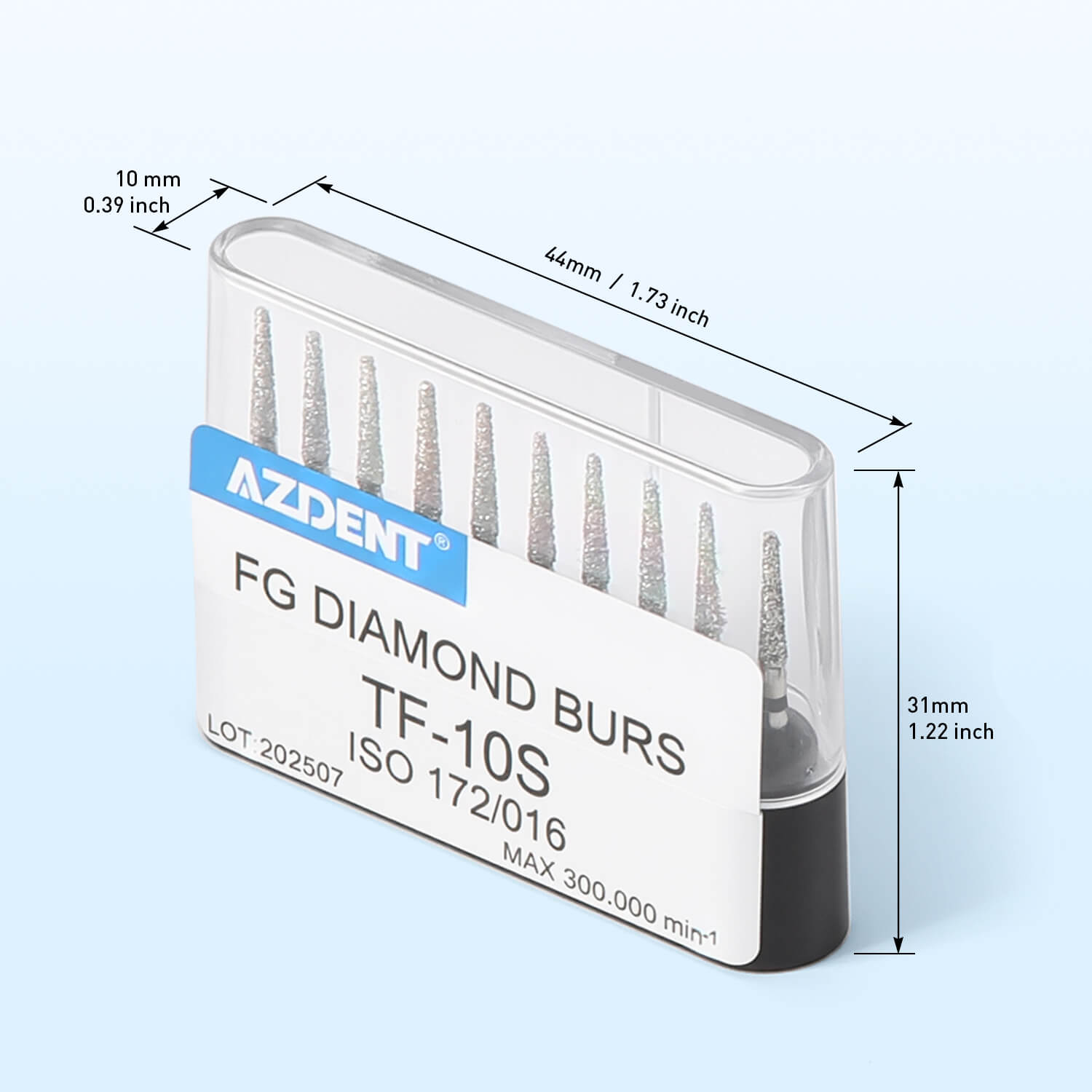 AZDENT Dental Diamond Burs Drills FG 1.6mm Flat/Round 10pcs/Box - azdentall.com