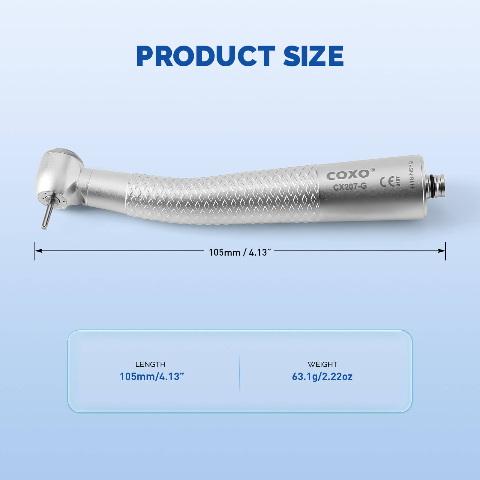 COXO Fiber Optic High Speed Air Turbine Handpiece Standard Head #H16-NSPQ & 6 Holes LED Coupler #229-GN - azdentall.com