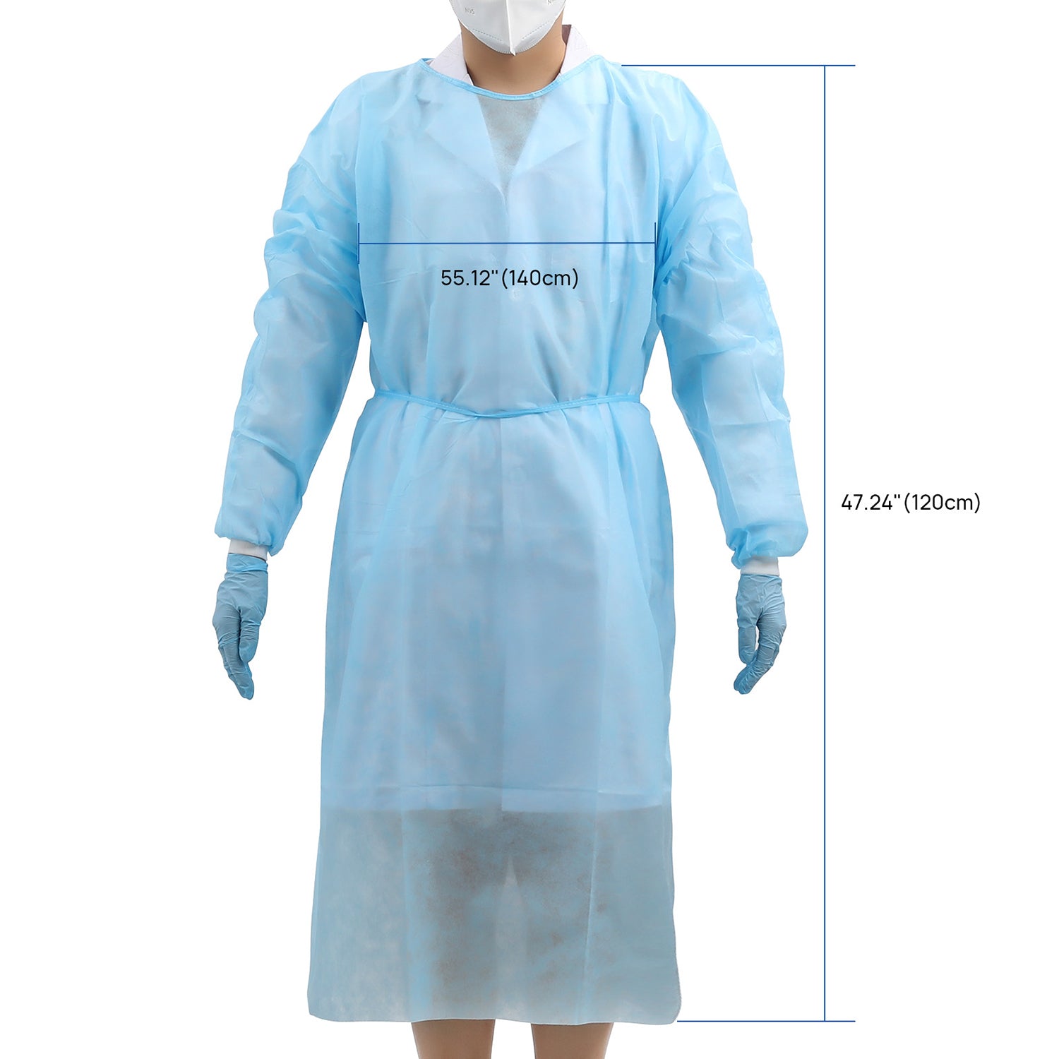 Disposable Isolation Gowns PP Medical Gowns Long with Knitted Cuffs Blue - azdentall.com