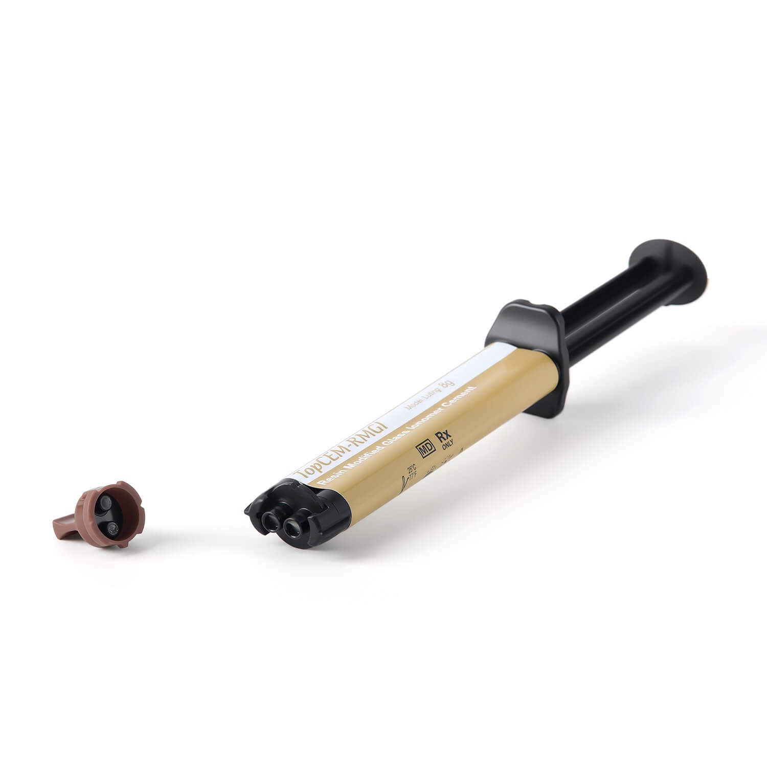 TopCEM-RMGI Dual Cure Resin Modified Glass Ionomer Cement Light Cure Self Cure 8gm Self-Adhesive Automix Syringe A2 Shade Luting - azdentall.com