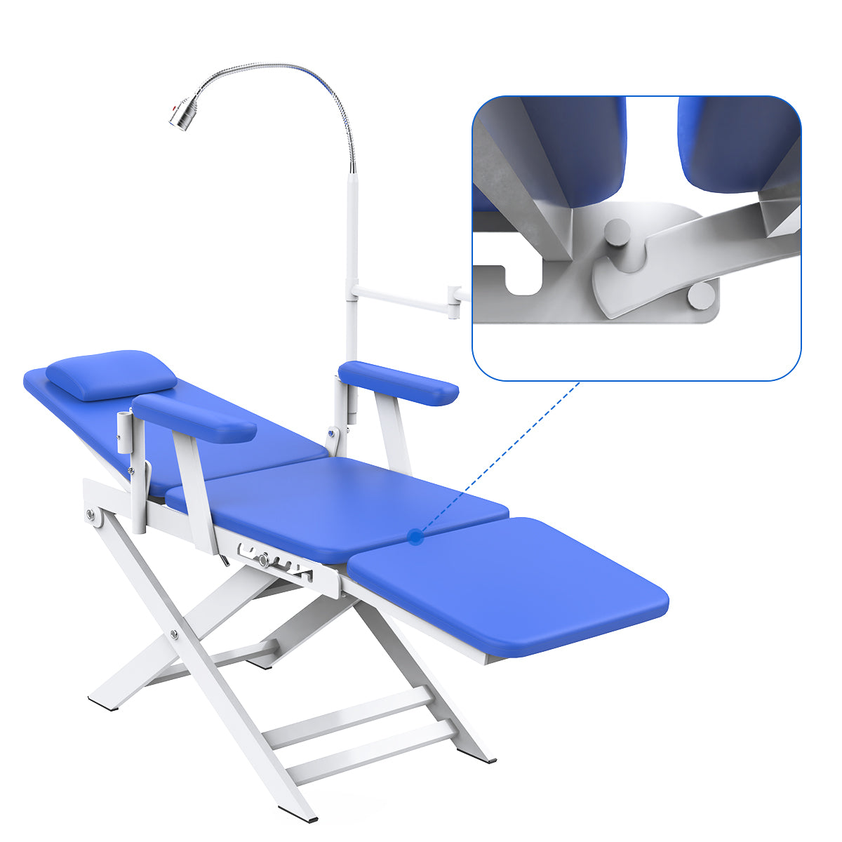 Dental Portable Chair Simple Type-Folding Chair With LED Cold Light Blue - azdentall.com