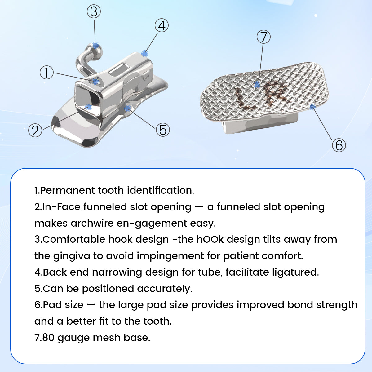 AZDENT Metal Self-Ligating Brackets with Buccal Tube Roth/MBT 3-4-5 Hook 28pcs /kit - azdentall.com