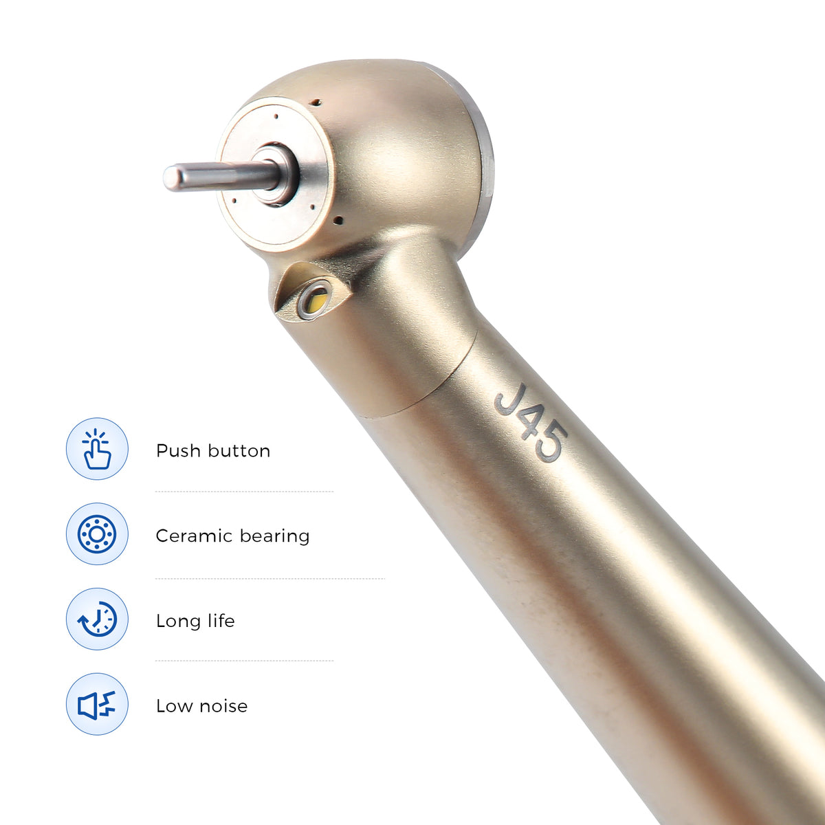 Jinme J45-TUQP LED High Speed Air Turbine Handpiece with Generator 3 Port Spray 4 Hole - azdentall.com