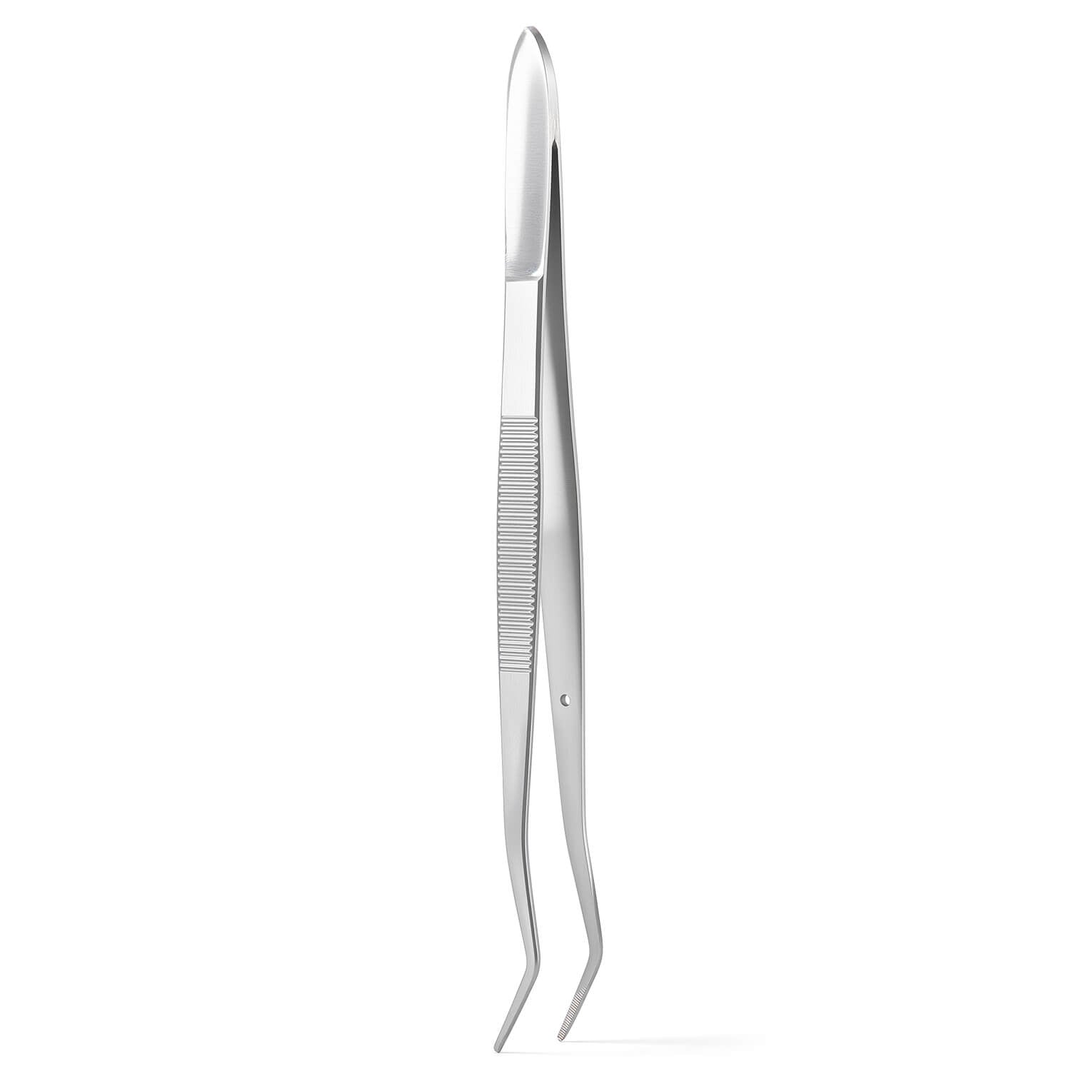 Dental Curved Serrated Tip Tweezers Stainless Steel - azdentall.com
