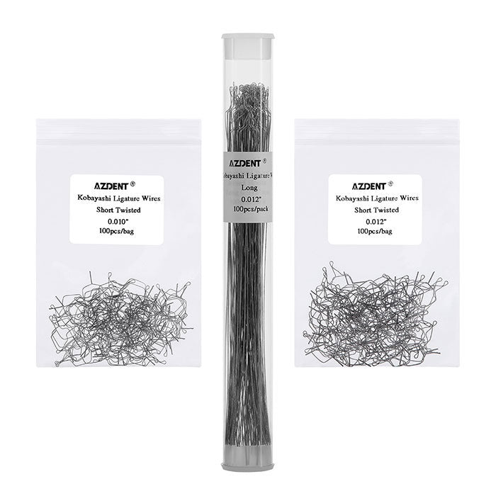 Dental Orthodontic Wire Kobayashi Ligature Ties Long / Short Twist / 0.010 / 0.012 / 0.014 100pcs/Pack - azdentall.com