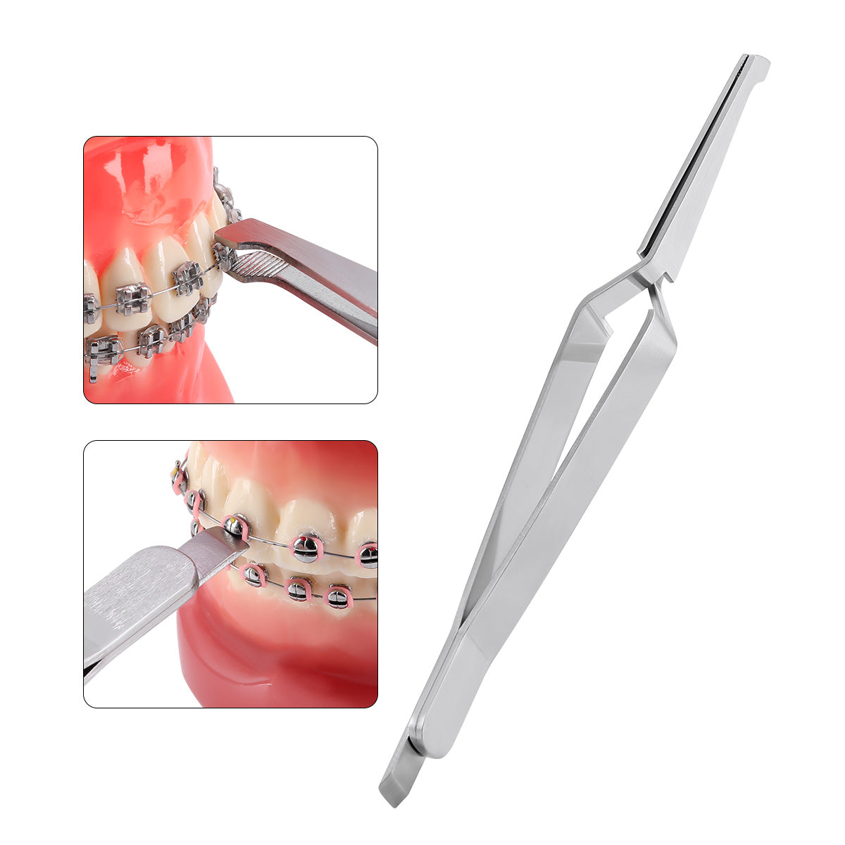 Dental Bracket Holder Tweezers Orthodontic Reverse Action Serrated Instruments 14cm - azdentall.com