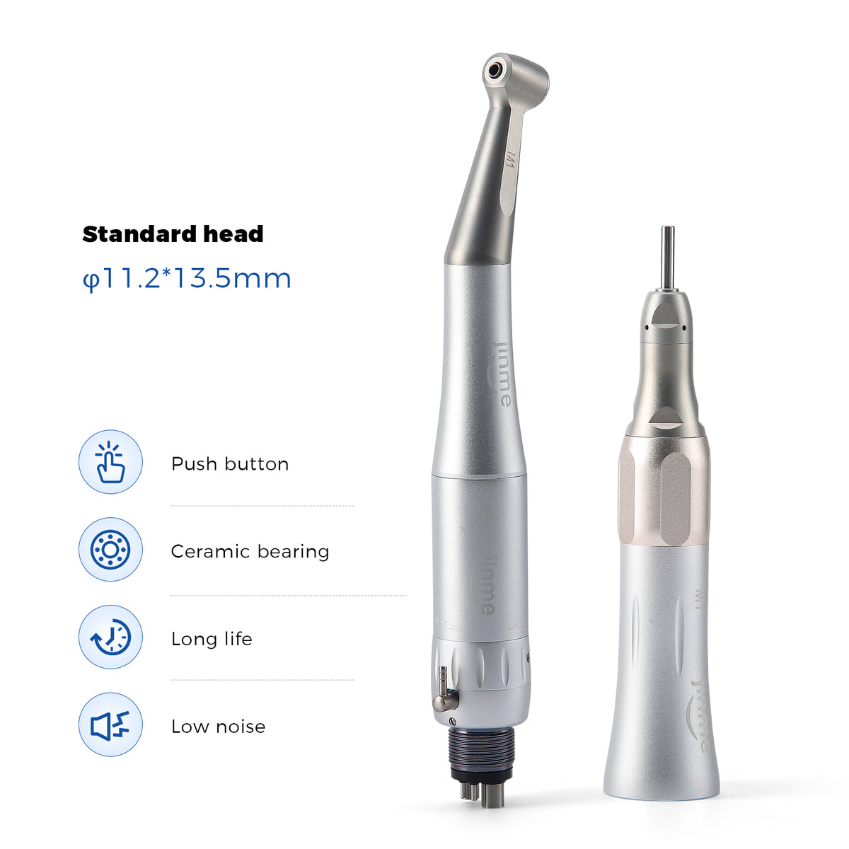 Jinme M1-L Low Speed Handpiece Kit 1:1 External Water Spray 4 Hole Contra Angle Straight Handpiece & Air Motor - azdentall.com