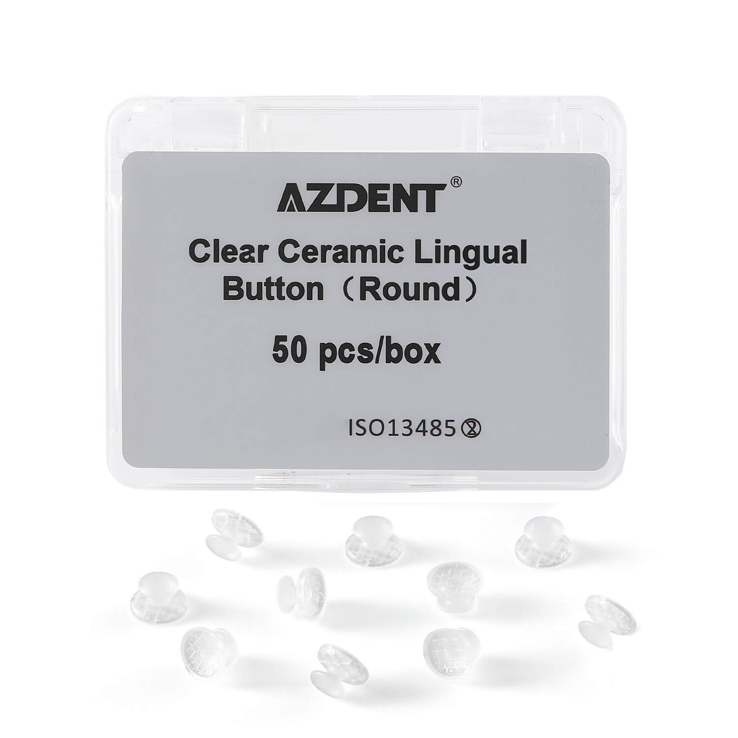 AZDENT Orthodontic Composite Clear Ceramic Lingual Buttons Bondable Round Base 50pcs/Box - azdentall.com