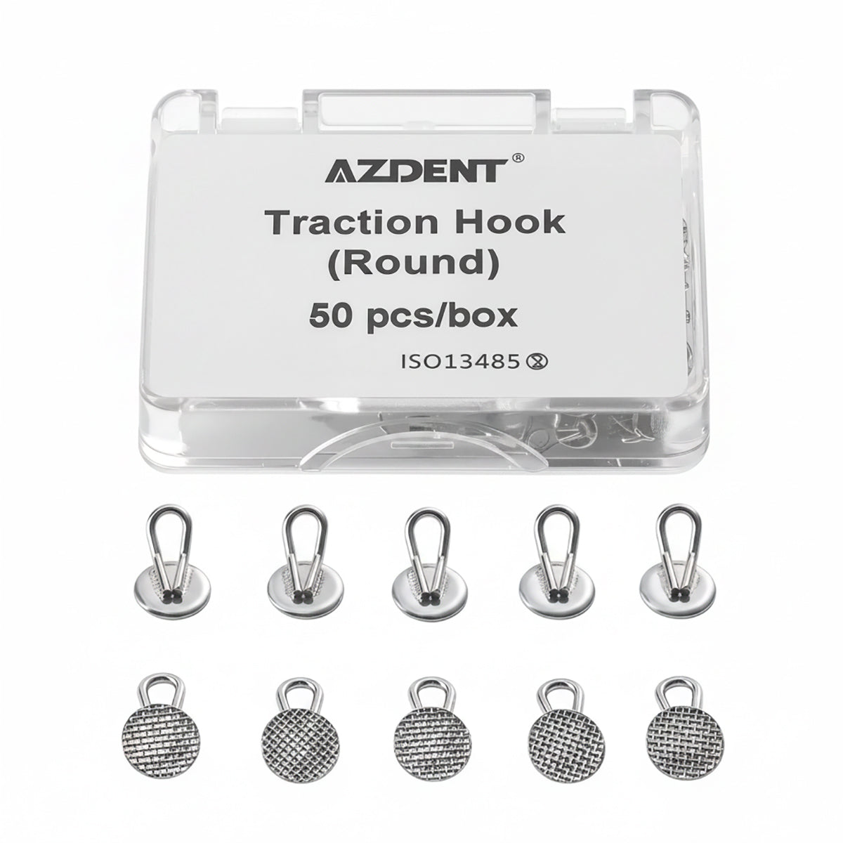 AZDENT Orthodontic Metal Lingual Button Bondable Traction Hook Round Base 50pcs/Box - azdentall.com