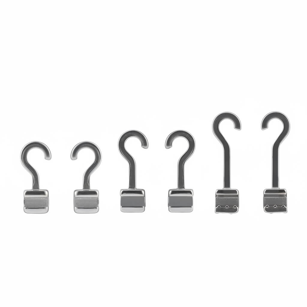 AZDENT Orthodontic Sliding Crimpable Hooks Long Right+Left Curved 50Pcs/Box - azdentall.com
