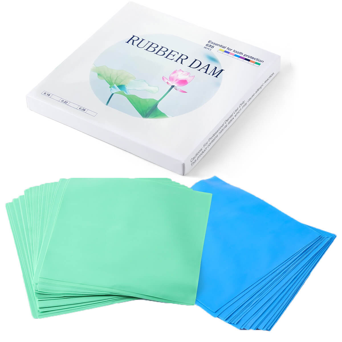 Dental Rubber Dams Natural Latex 6"x6" 36pcs/Box - azdentall.com