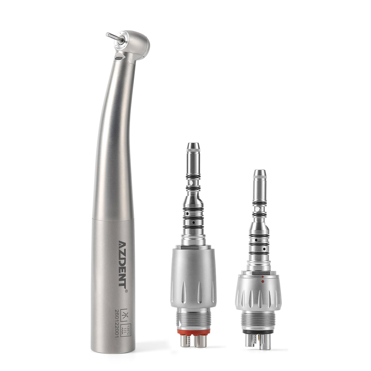 AZDENT Dental LED Fiber Optic Mini Head High Speed Handpiece Titanium Push Button Four Water Spray 4 Holes / 6 Holes Quick Coupler