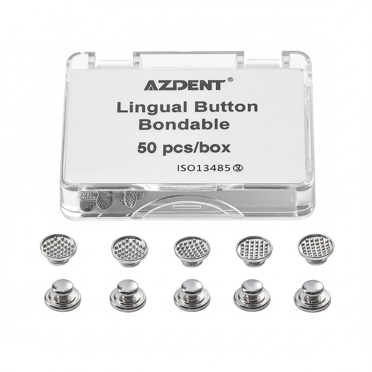AZDENT Orthodontic Metal Lingual Button Monoblock Bondable Round 50pcs/Box - azdentall.com