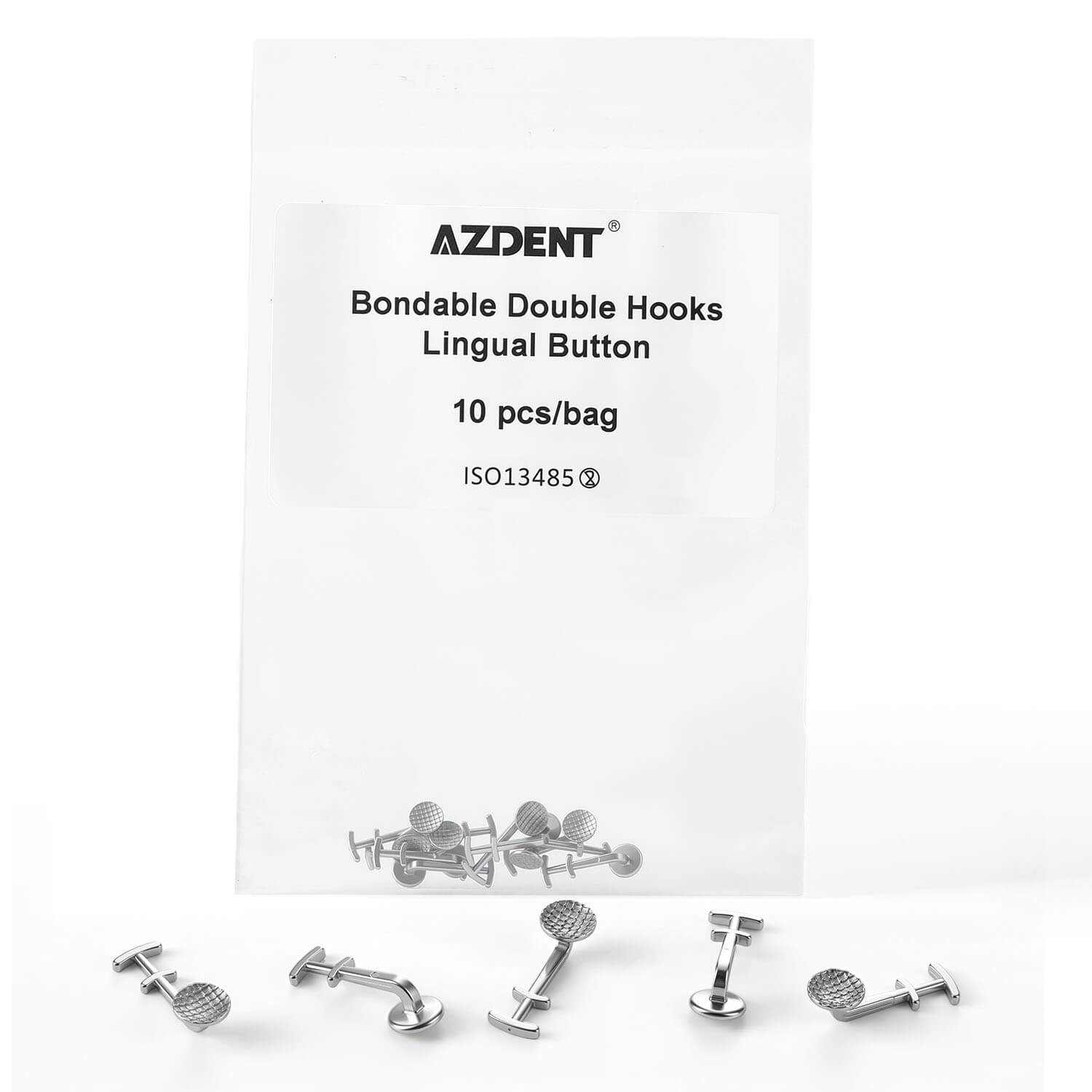 AZDENT Orthodontic Multi Hook Lingual Buttons Bondable Monoblock Round Base 10pcs/Bag - azdentall.com
