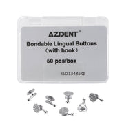 AZDENT Orthodontic Lingual Button with Hook Bondable Monoblock Round Base 50pcs/Box - azdentall.com
