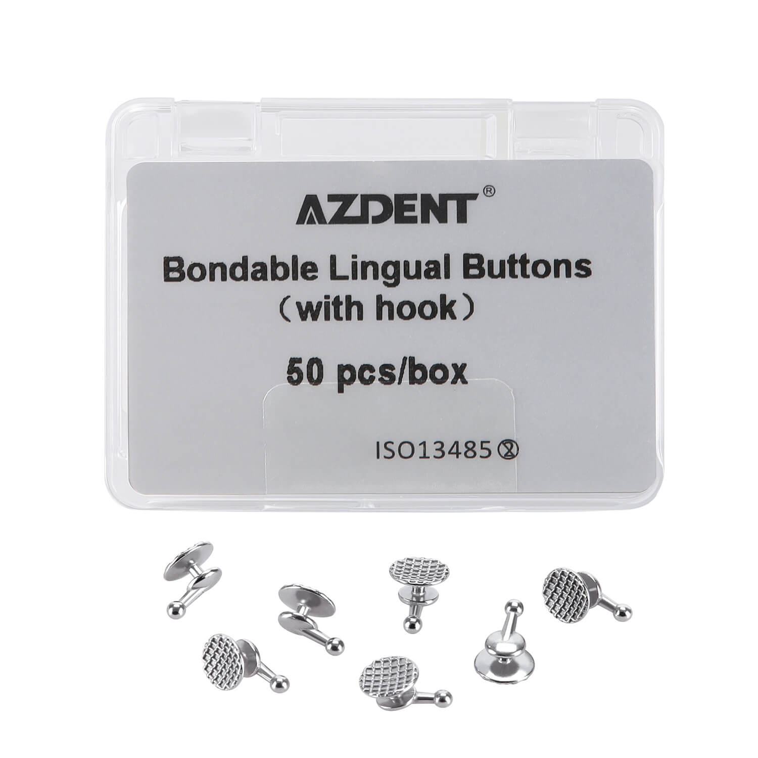 AZDENT Orthodontic Lingual Button with Hook Bondable Monoblock Round Base 50pcs/Box - azdentall.com