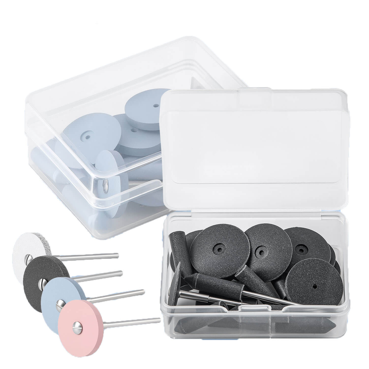 Dental Lab Silicone polishing Wheel Point HP2.35mm Coarse/Medium/Fine/Extra Fine 20Pcs and 2 Mandrels - azdentall.com