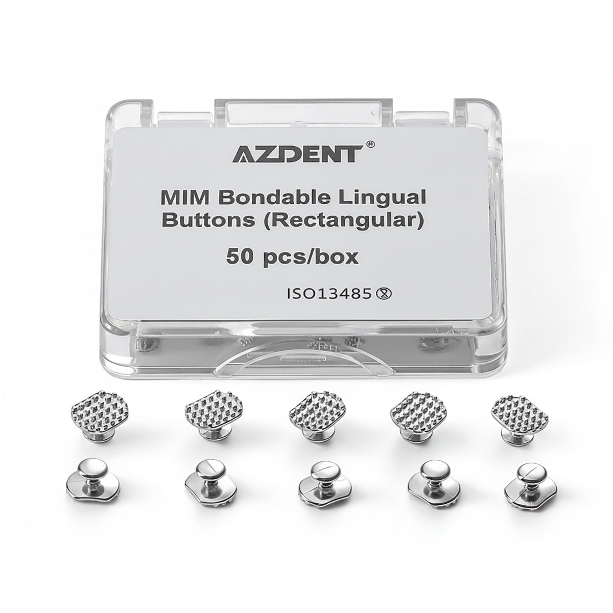 AZDENT Orthodontic Metal Lingual Button Monoblock Bondable Rectangular 50pcs/Box
