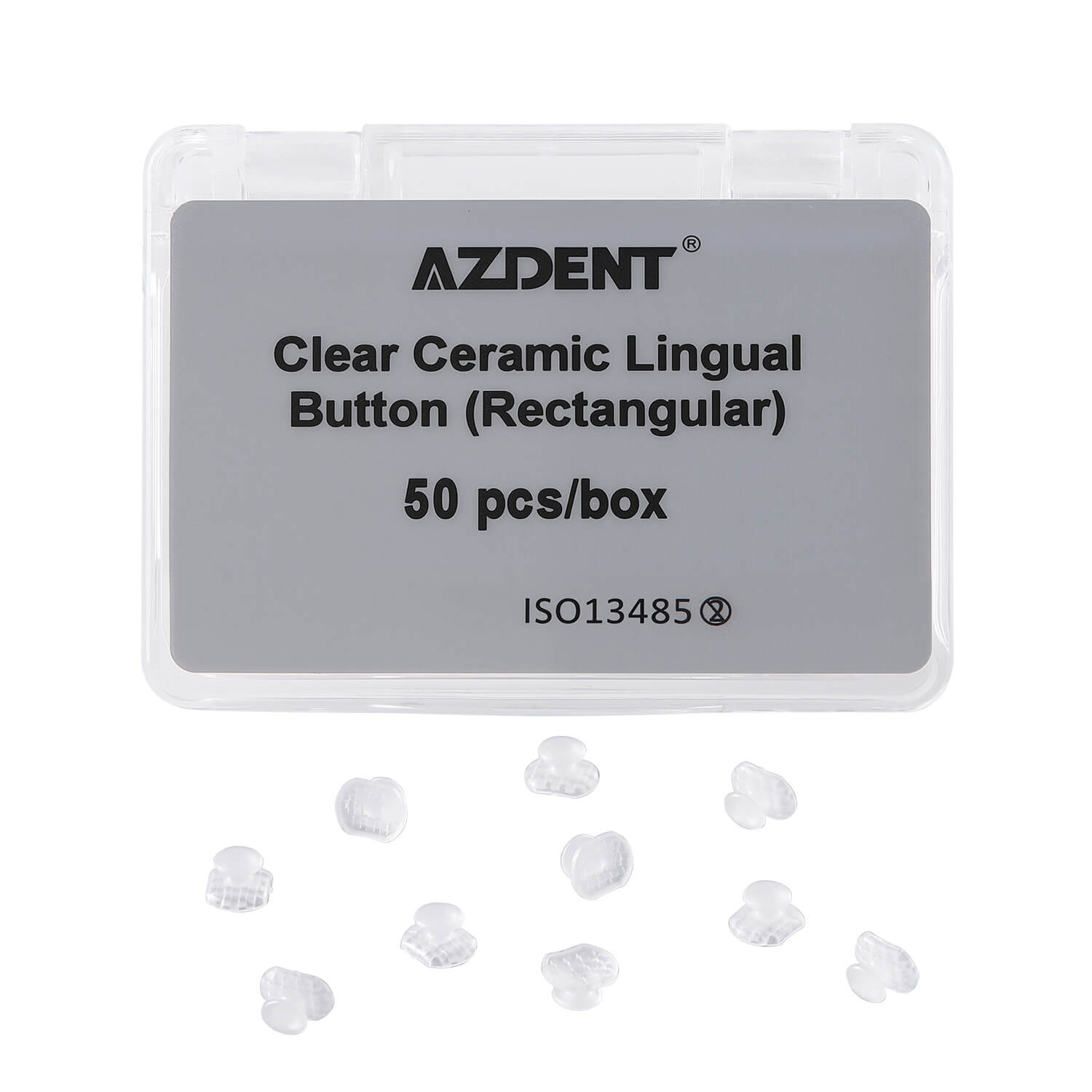 AZDENT Orthodontic Composite Clear Ceramic Lingual Buttons Bondable Rectangular Base 50pcs/Box - azdentall.com