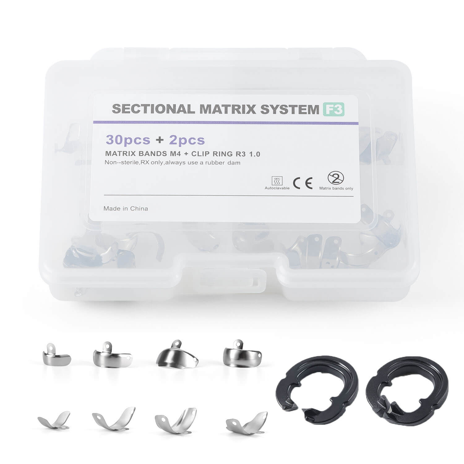 Dental F3 Bean Paste Matrix Set 30Pcs M4 Matrix Bands and 2Pcs R3 Matrix Rings - azdentall.com
