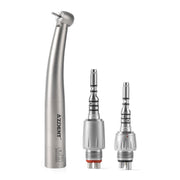 Dental LED Fiber Optic High Speed Handpiece Titanium Standard Head Push Button Four Water Spray / 4 or 6 Holes Quick Coupler - azdentall.com