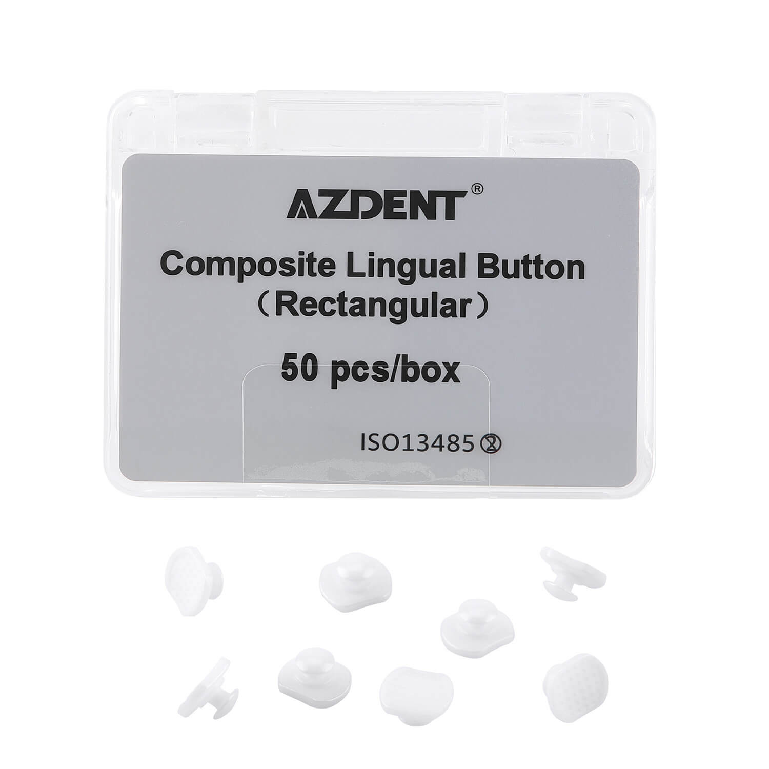 AZDENT Orthodontic Composite Ceramic Lingual Buttons Bondable Rectangular Base 50pcs/Box - azdentall.com