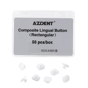 AZDENT Orthodontic Composite Ceramic Lingual Buttons Bondable Rectangular Base 50pcs/Box - azdentall.com