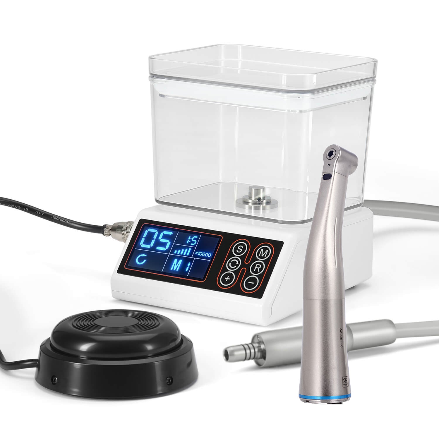 Dental Brushless LED Electric Micro Motor System + 1:1 Fiber Optic Contra Angle Handpiece - azdentall.com