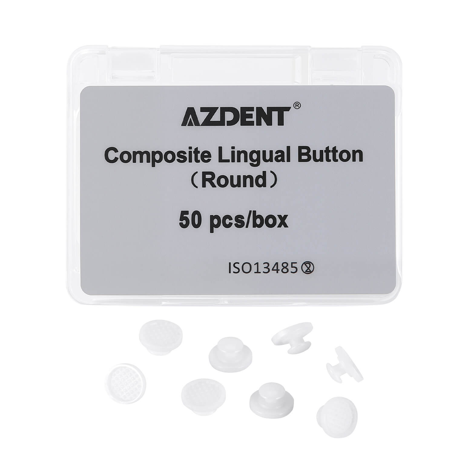 AZDENT Orthodontic Composite Ceramic Lingual Buttons Bondable Round Base 50pcs/Box - azdentall.com