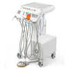 Portable Dental Mobile Cart Delivery Unit 4 Holes with Air Compressor Built-in ultrasonic scaler & Curing light - azdentall.com