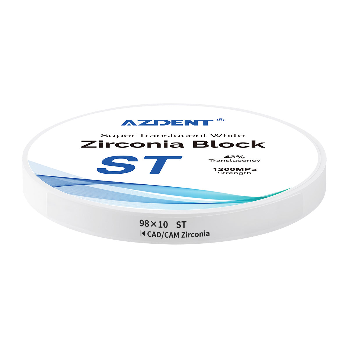 AZDENT Dental ST White Zirconia Block Disc Super Translucent 98*10mm - azdentall.com