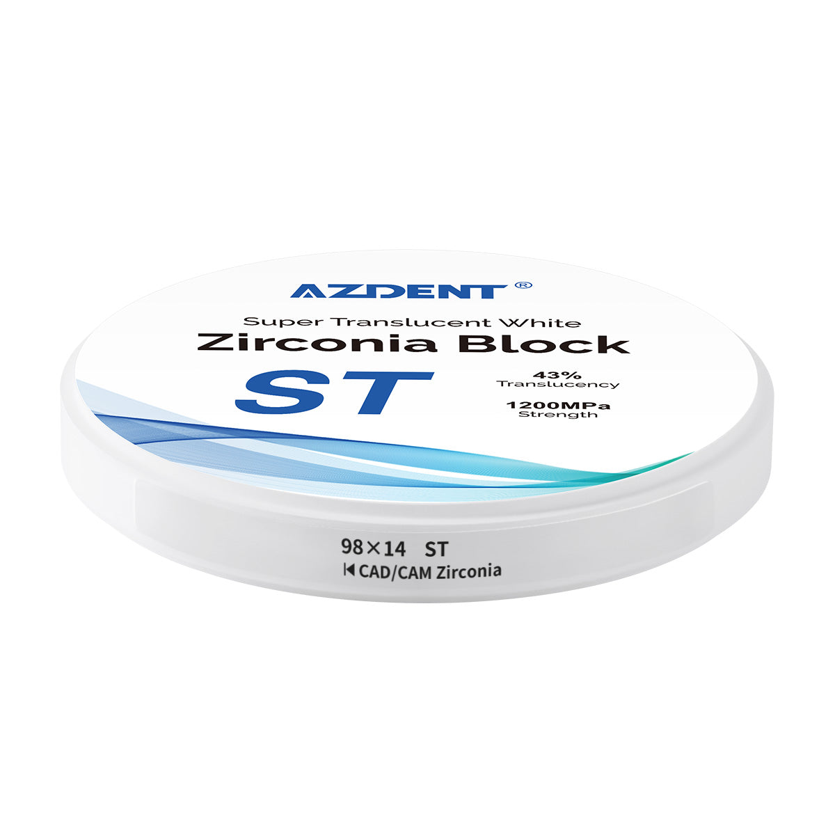 AZDENT Dental ST White Zirconia Block Disc Super Translucent 98x14mm - azdentall.com