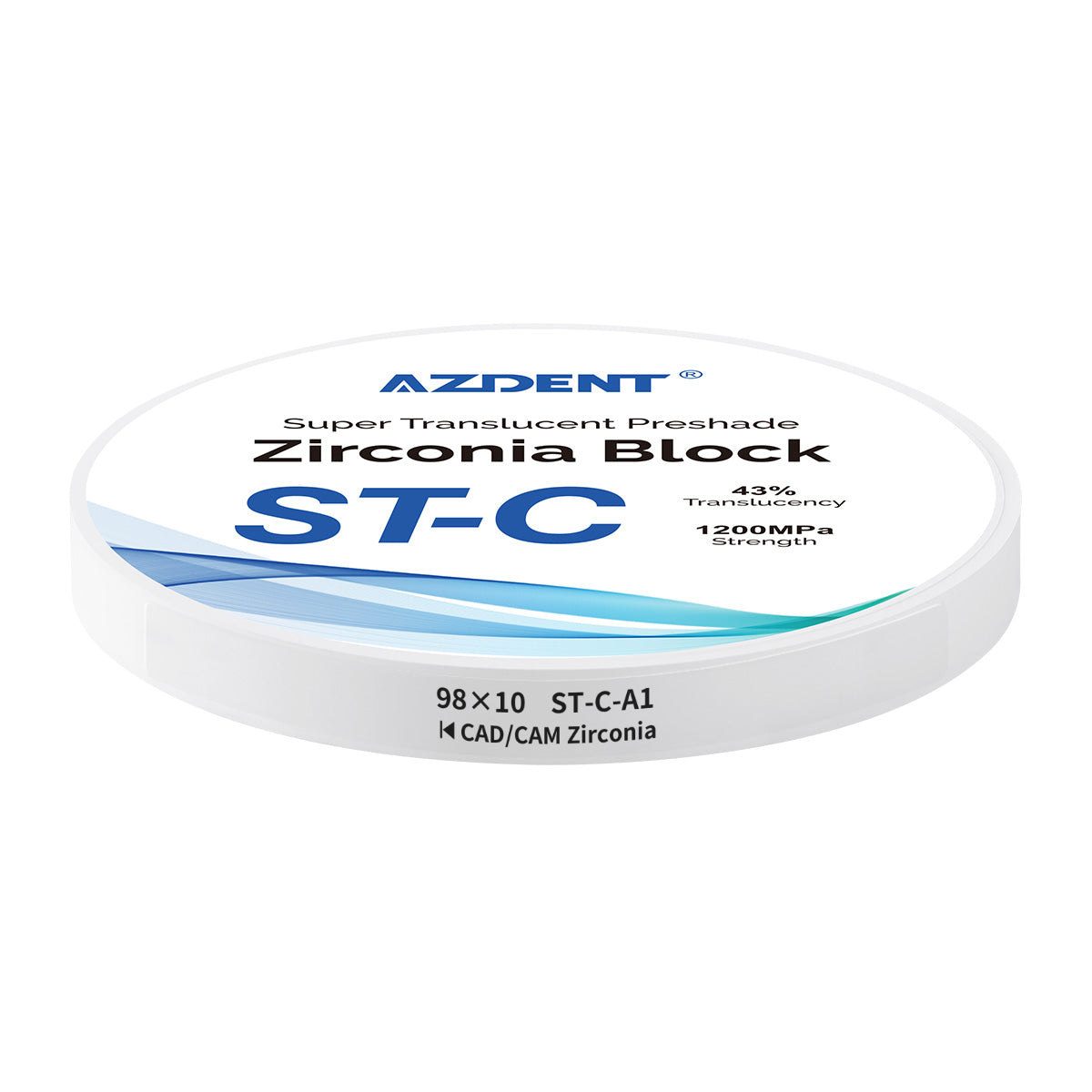 AZDENT Dental ST-C Pre-Shade Zirconia Block Disc High Translucency 98x10mm A1 - azdentall.com