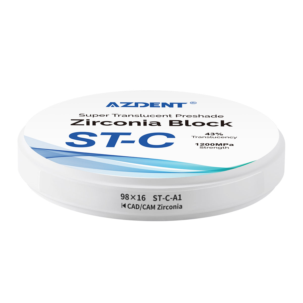 AZDENT Dental ST-C Pre-Shade Zirconia Block Disc High Translucency 98x16mm A1 - azdentall.com