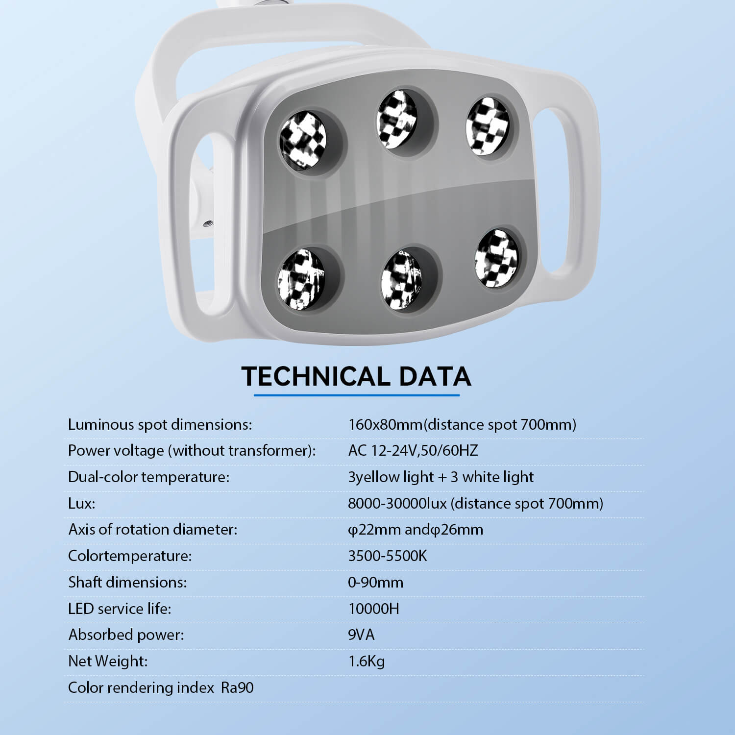 Dental Unit Chair LED Oral Light Lamp 6 Lights 9W Dual-Color Adjustable - azdentall.com