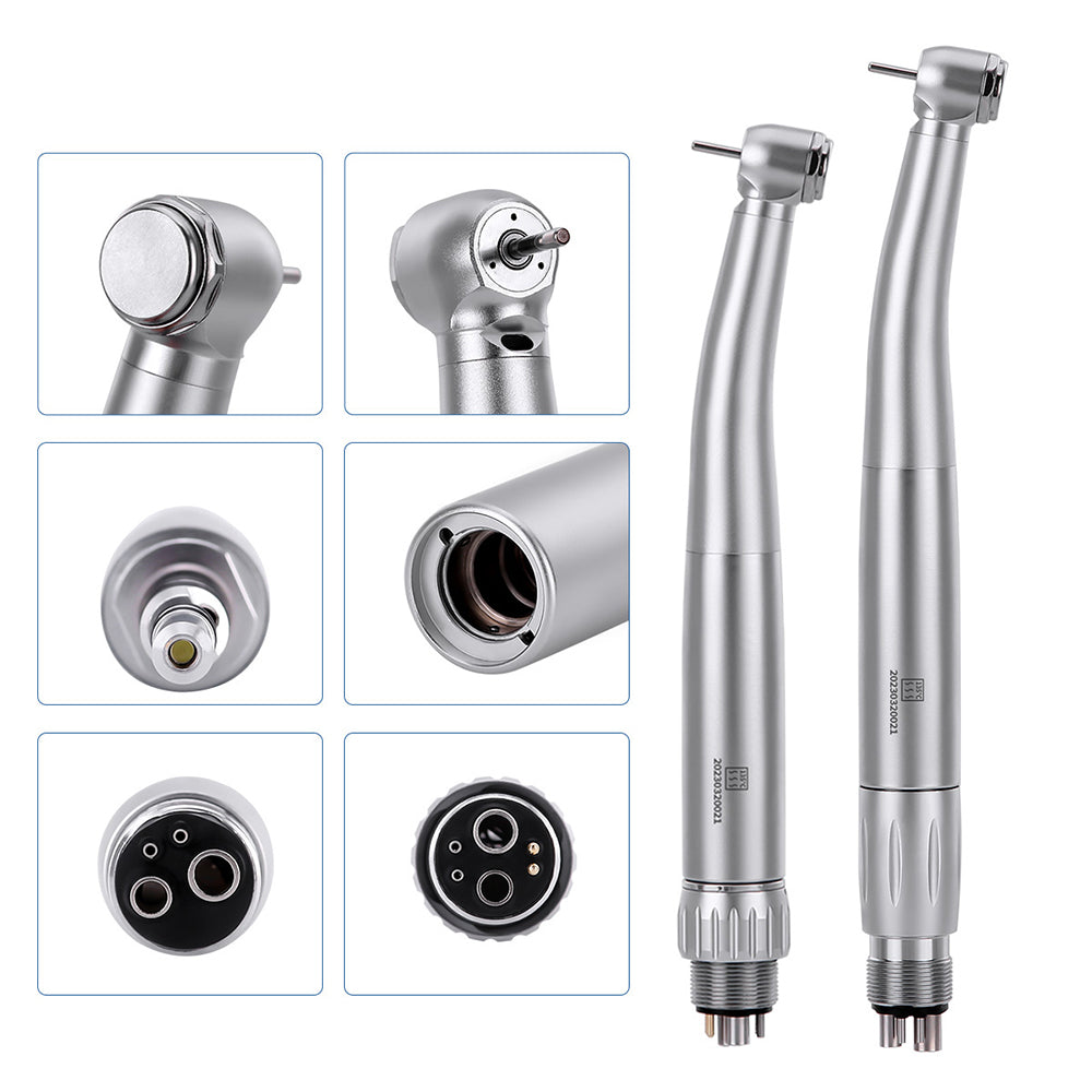 Dental LED Fiber Optic High Speed Handpiece Standard Head Push Button Three Water Spray / 4 or 6 Holes Quick Coupler - azdentall.com