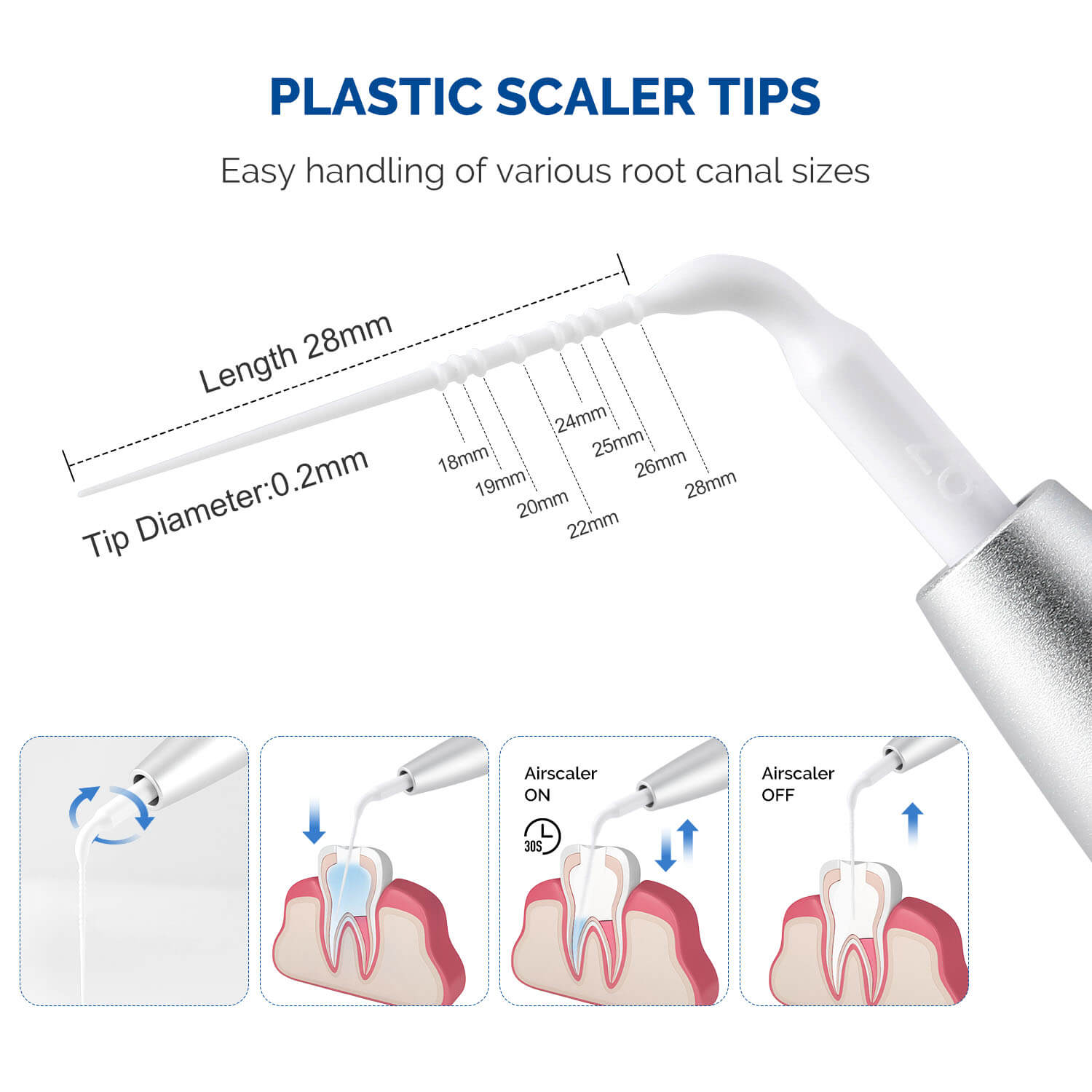 Dental Air Scaler Handpiece Activation Irrigation Perio Scaling With 5pcs Endo Plastic Tips 2/4 Holes - azdentall.com