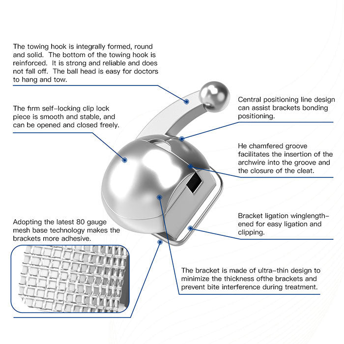 AZDENT Dental Q-type Self-Ligating Brackets Roth/MBT .022 Hooks On 345 With Buccal Tubes 28pcs/Box - azdentall.com