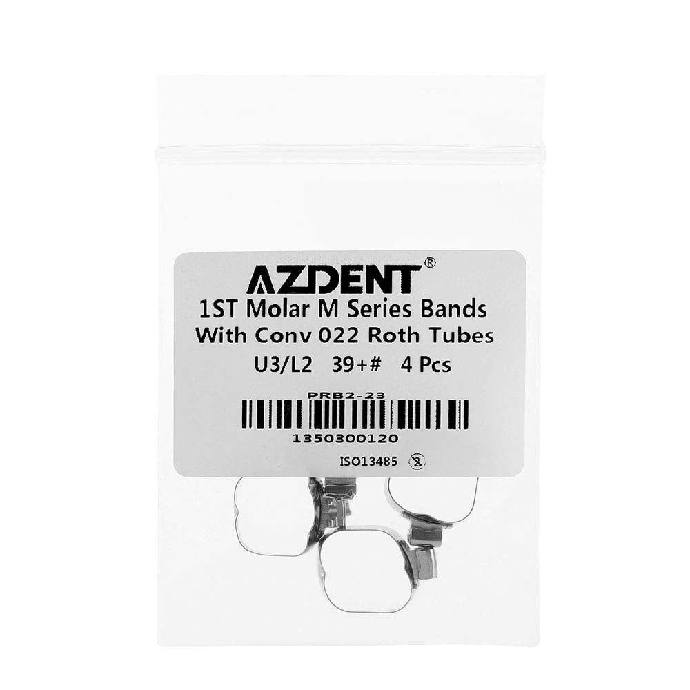AZDENT Dental Orthodontic Buccal Tube Band 1st 39+# Roth .022 U3/L2 4pcs/Kit