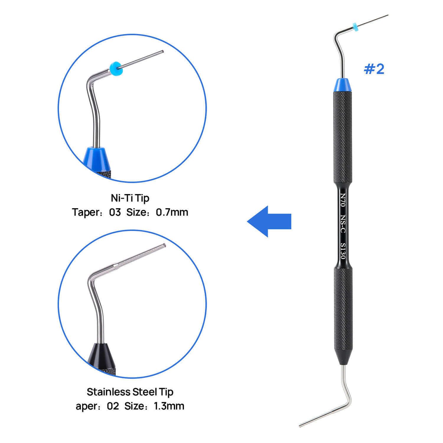 Dental Endo Buchanan Hand Plugger Niti Tip Fill Obturation Model #0 #1 #2 - azdentall.com